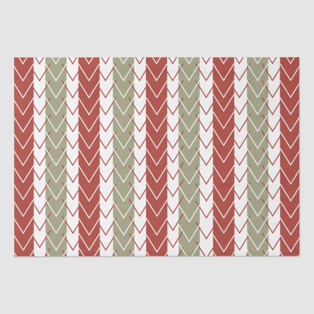 Papel De Seda Franja de Chevron Rojo Teal (Anverso)