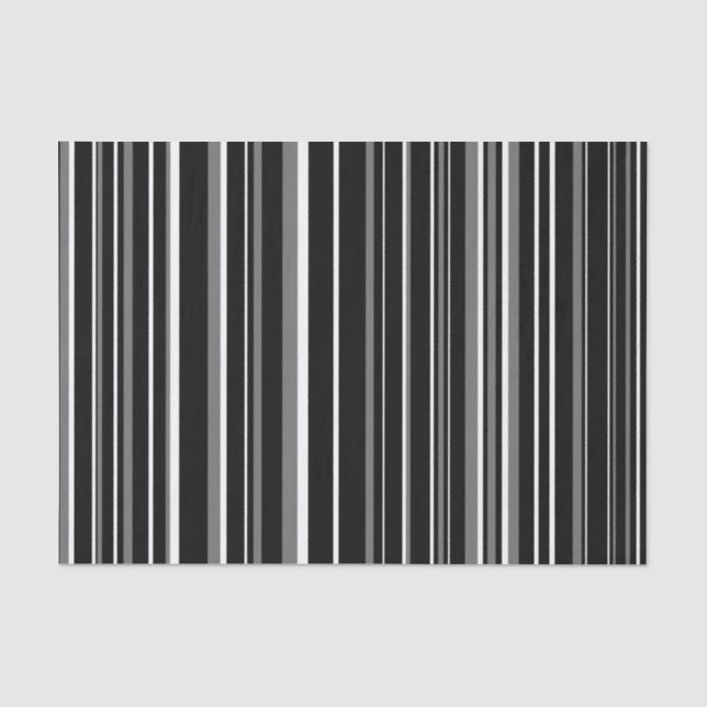Papel De Seda Franja de código de barras negro, gris y blanco (Anverso)