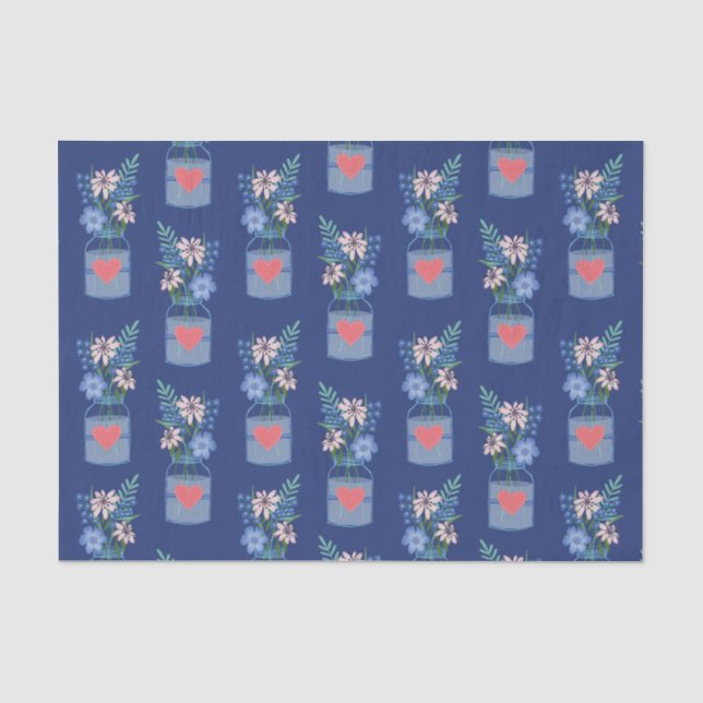 Papel De Seda Frasco de Masons patrón floral (Anverso)