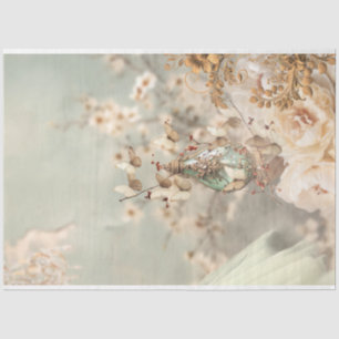 Papel De Seda Frasco de perfume vintage, mariposas y floral