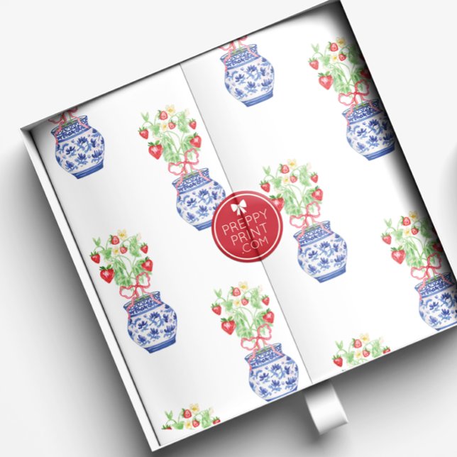 Papel De Seda Frascos de Chinoiserie de fresas rojas (Subido por el creador)