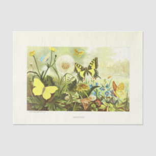 Papel De Seda Fraude floral de mariposa amarilla