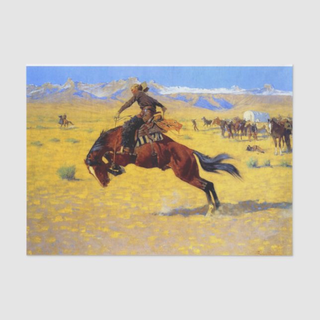 Papel De Seda Frederic Remington Western Art "A Cold Morning" (Anverso)