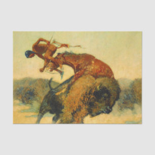 Papel De Seda Frederic Remington Western Art "Episode - Buffalo"