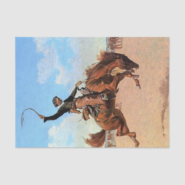 Papel De Seda Frederic Remington Western Art "The Buck Jumper" (Anverso)