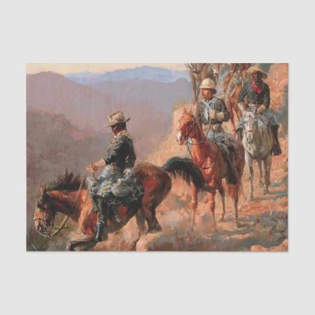 Papel De Seda Frederick Remington "Con la 10ª Caballería" (Anverso)