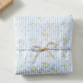 Papel De Seda French Country Lemon – Blue Stripe Bow Pattern