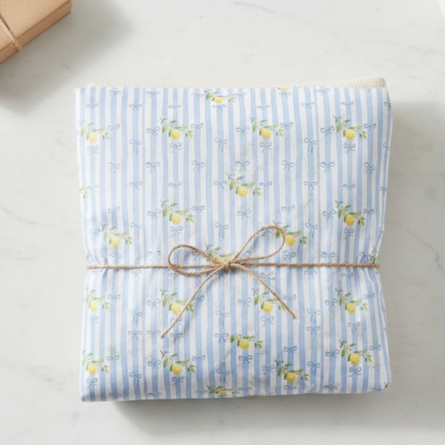 Papel De Seda French Country Lemon – Blue Stripe Bow Pattern (Subido por el creador)