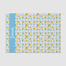 Papel De Seda French Country Lemon Blue Tile Monogram