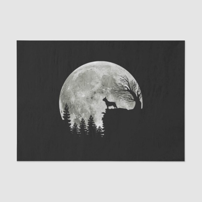 Papel De Seda Frenchie De Pie En La Montaña De Halloween (Anverso)