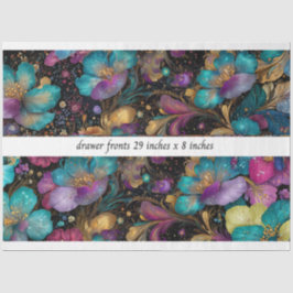 Papel De Seda Frente de Cajón Floral Decoupage 29x8 Púrpura Dora