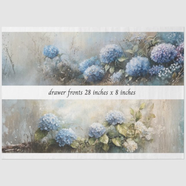 Papel De Seda Frentes de Cajón con Flores de Hortensia Decoupage (Anverso)