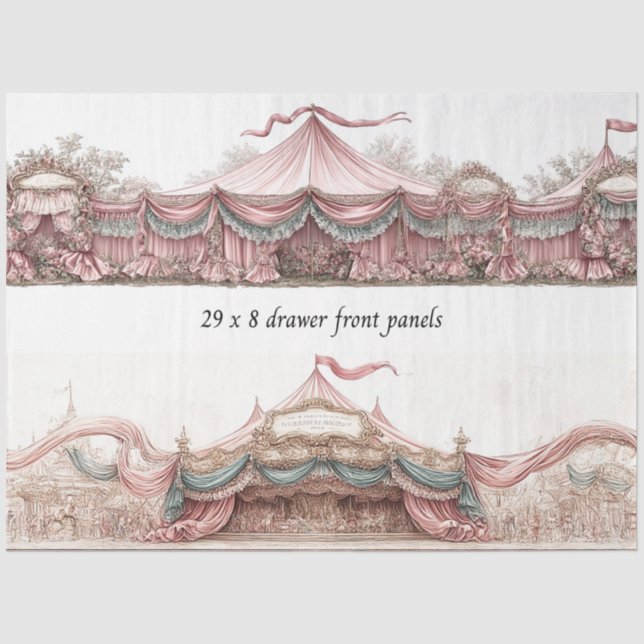 Papel De Seda Frentes de Cajón Decoupage Rococó Carpas de Circo  (Anverso)