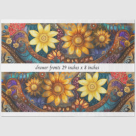 Papel De Seda Frentes de Cajón Florales Boho Decoupage 73x20cm