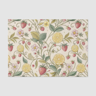 Papel De Seda Fresa de verano y frutas cítricas sobre crema cáli