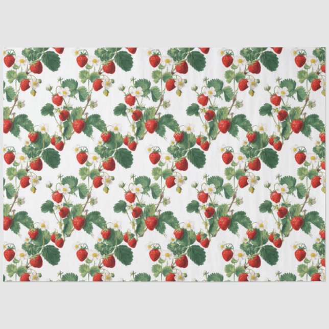 Papel De Seda Fresas acuarela (Anverso)