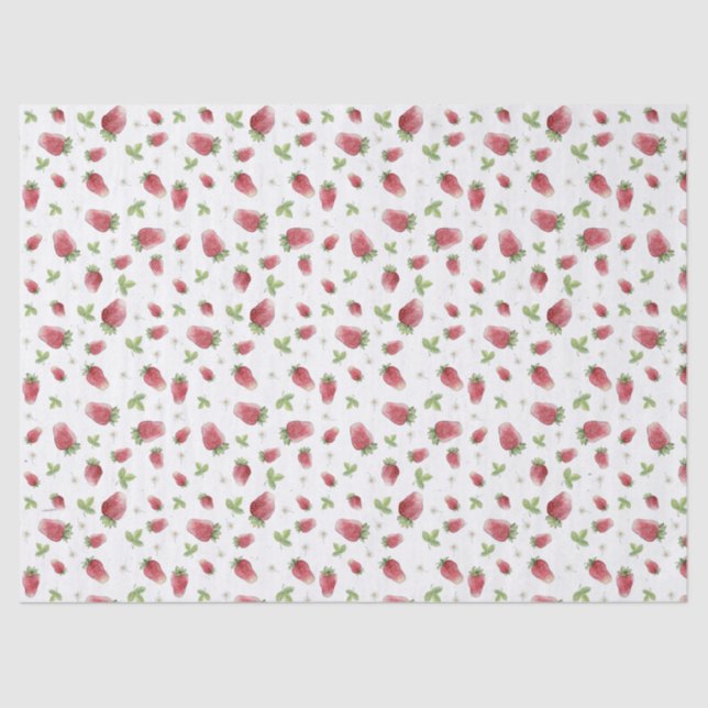 Papel De Seda Fresas acuarela rojas (Anverso)