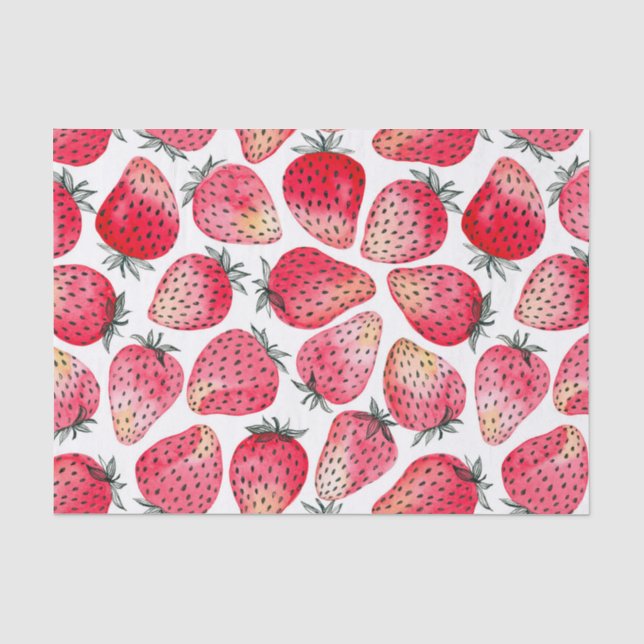Papel De Seda Fresas acuarela y tinta (Anverso)