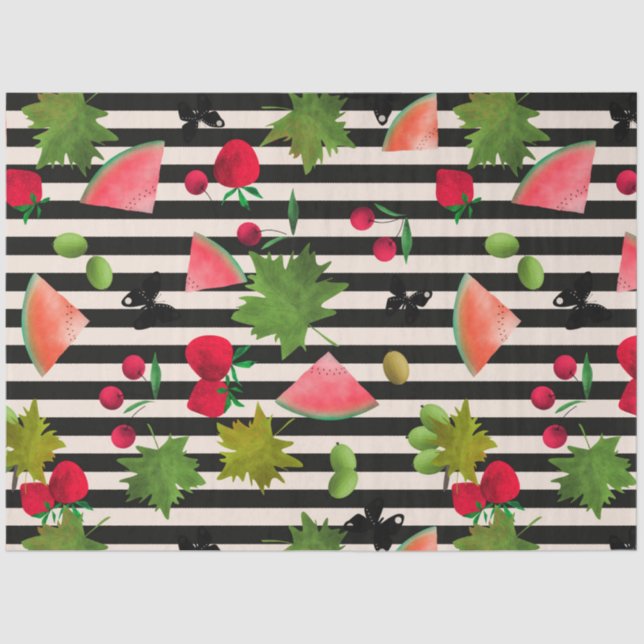 Papel De Seda Fresas acuáticas fruta cocina verano brillante (Anverso)