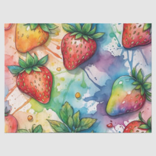 Papel De Seda Fresas Arcoíris Decoupage 