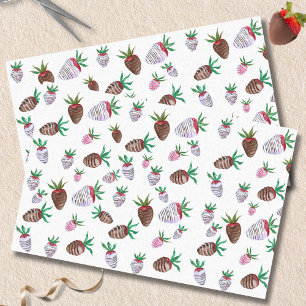Papel De Seda Fresas cubiertas de chocolate con acuarela
