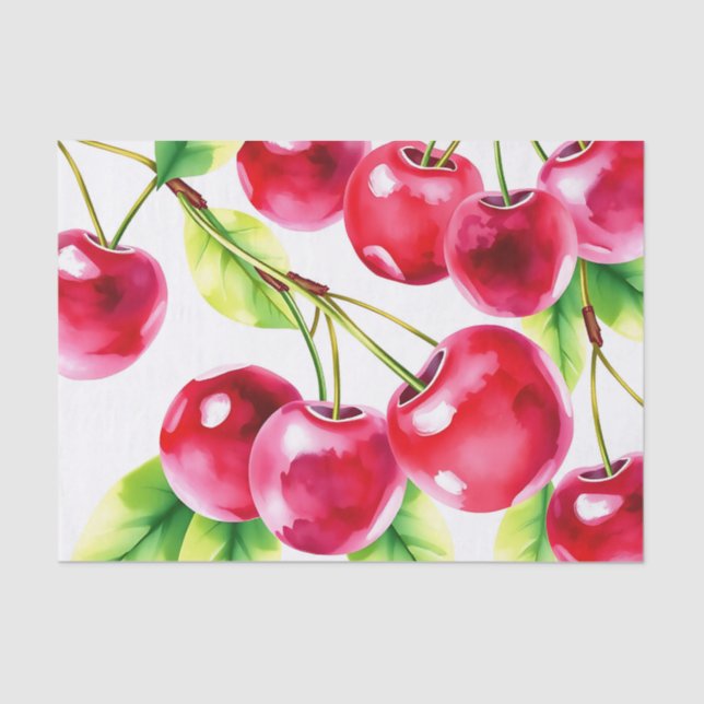 Papel De Seda Fresas de acuarela juguetonas (Anverso)