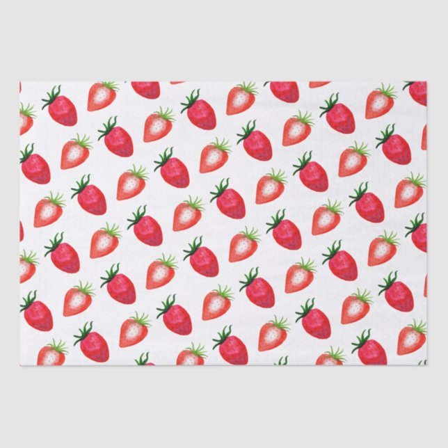 Papel De Seda Fresas de color de agua dulce (Anverso)