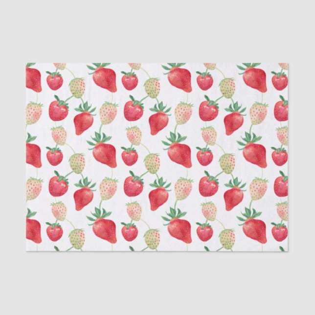 Papel De Seda Fresas de color rojo y rosa (Anverso)