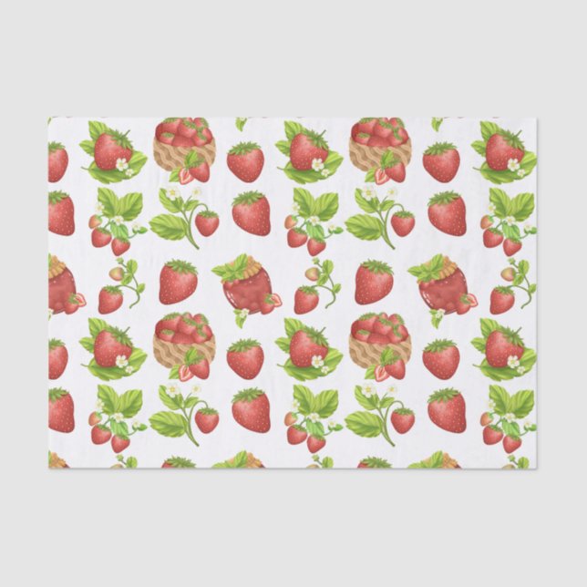 Papel De Seda Fresas de jardín y mermelada de fresa (Anverso)
