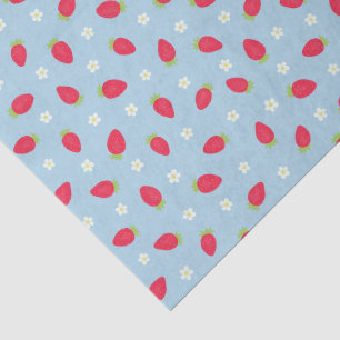 Papel De Seda Fresas de Verano sobre Azul (gran escala)