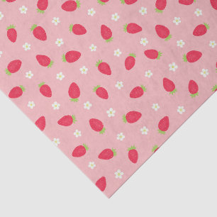Papel De Seda Fresas de Verano sobre Rosa (gran escala)