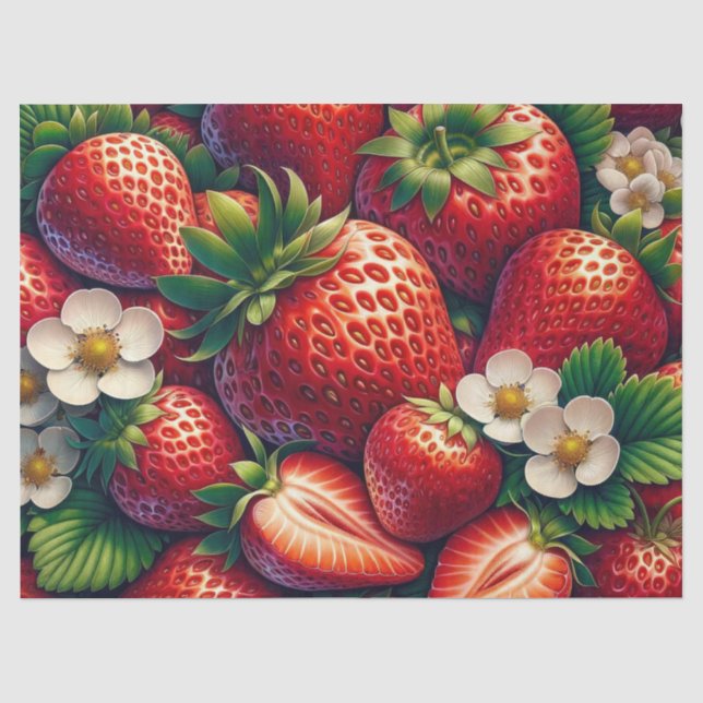 Papel De Seda Fresas Decoupage  (Anverso)