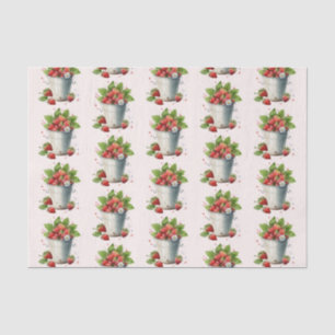 Papel De Seda Fresas recolectadas en un patrón de cubo