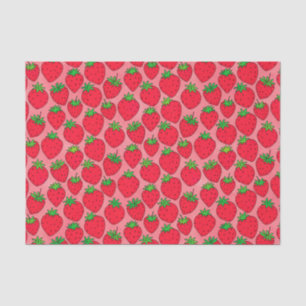 Papel De Seda Fresas rojas en rosa