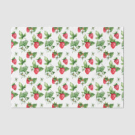 Papel De Seda Fresas Rojas, Flores Blancas 2