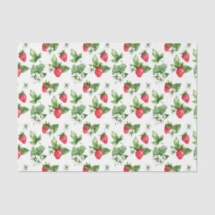 Papel De Seda Fresas Rojas, Flores Blancas 2