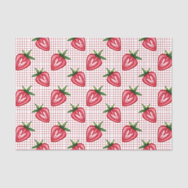 Papel De Seda Fresas rojas (serie roja Design 9) (Anverso)