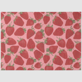 Papel De Seda Fresas rojas y rosadas estampadas