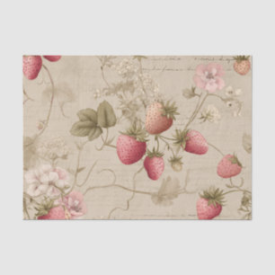 Papel De Seda Fresas rosadas vintage