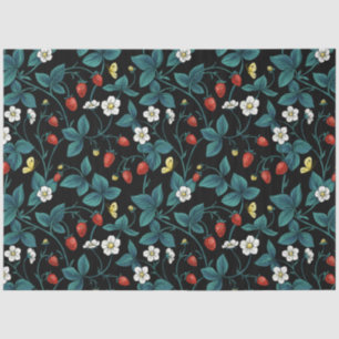 Papel De Seda Fresas silvestres de color rojo/amarillo/azul/negr