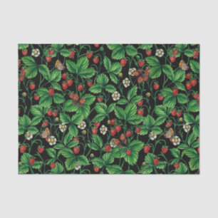 Papel De Seda Fresas silvestres en negro
