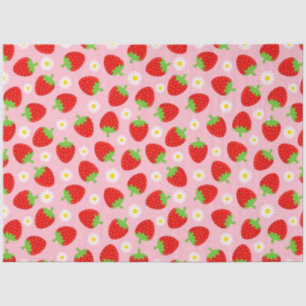 Papel De Seda Fresas y flores blancas de verano lindas sobre ros