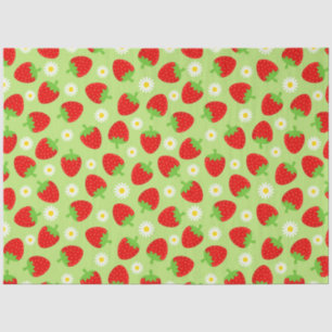 Papel De Seda Fresas y flores blancas de verano lindas sobre ver