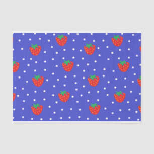 Papel De Seda Fresas y lunares azul marino