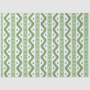 Papel De Seda Fresco Ikat Verde, Blanco Crujiente