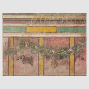 PAPEL DE SEDA FRESCO ROMANO ANTIGUO, MÁSCARA DE SÁTIRA, GUIRNALD