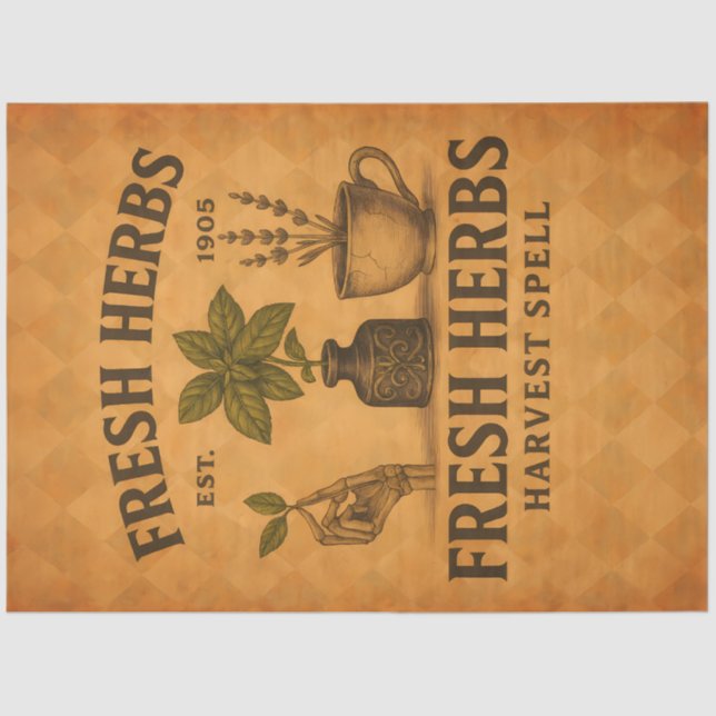 Papel De Seda Fresh Herbs – Vintage Botanical Decoupage (Anverso)