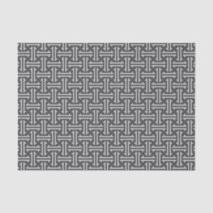 Papel De Seda Fret chino Art Deco, plateado y gris gráfico