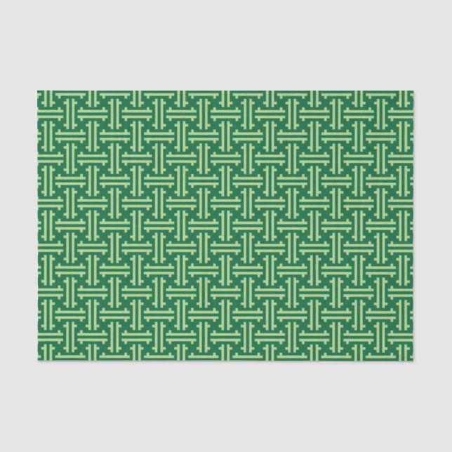 Papel De Seda Fret chino Art Deco, verde jade (Anverso)
