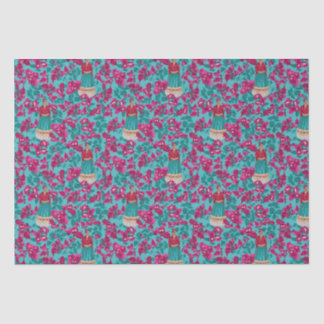 Papel De Seda Frida Kahlo en las buganvillas rosas